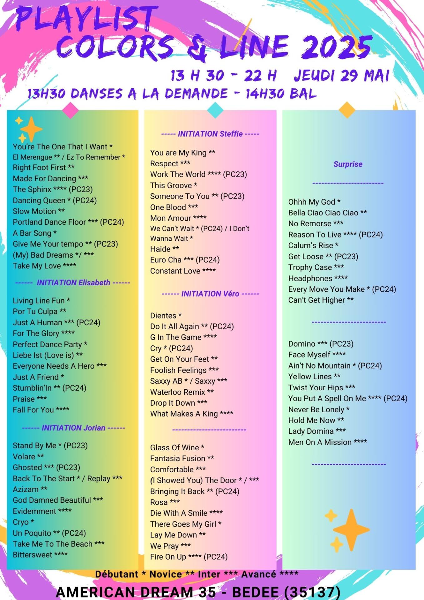 Playlist colors line 2025